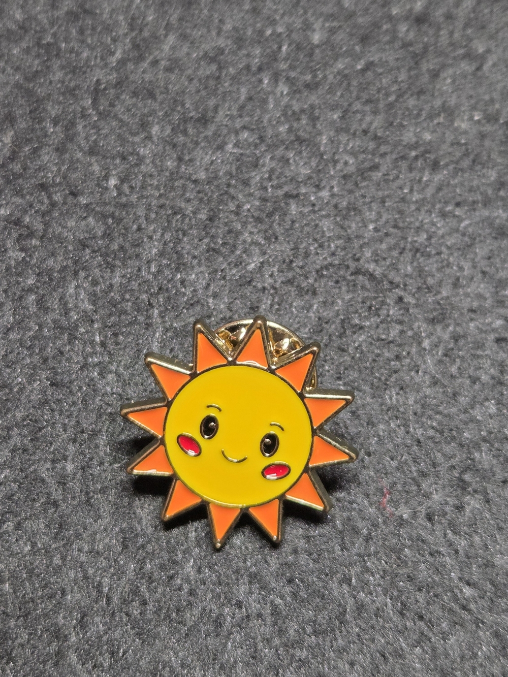 **Cute Yellow & Orange Smiling Sun Enamel Pin**